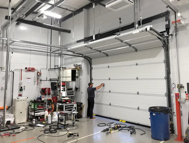 East Windsor Garage Door Repair certified technician performing commercial door repair at a East Windsor business facility