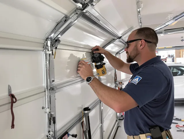 East Windsor Garage Door Repair technician quieting a noisy garage door in East Windsor