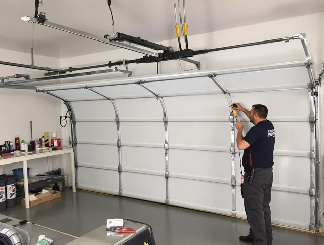 East Windsor Garage Door Repair certified technician performing overhead door system repair in East Windsor